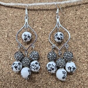 Chic Silver and Black Dangle Earrings
